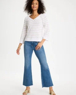 Metallic Striped Pullover Sweater