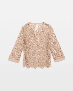 Mixed-Media Medallion Lace Top