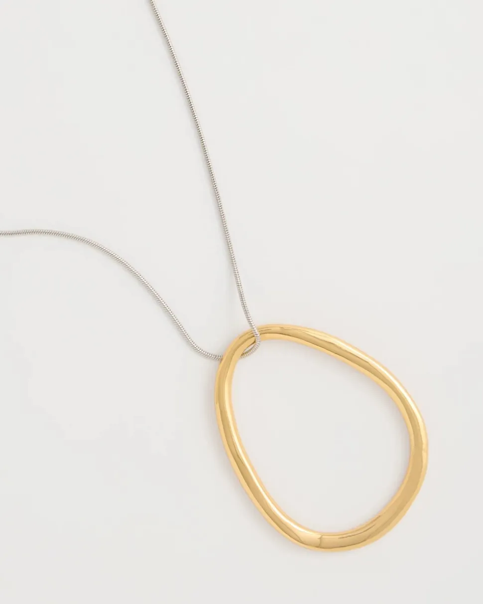 Mixed Metal Circle Pendant Necklace