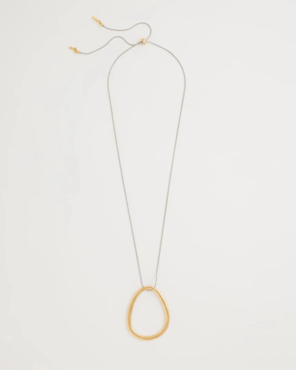 Mixed Metal Circle Pendant Necklace
