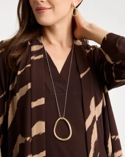 Mixed Metal Circle Pendant Necklace