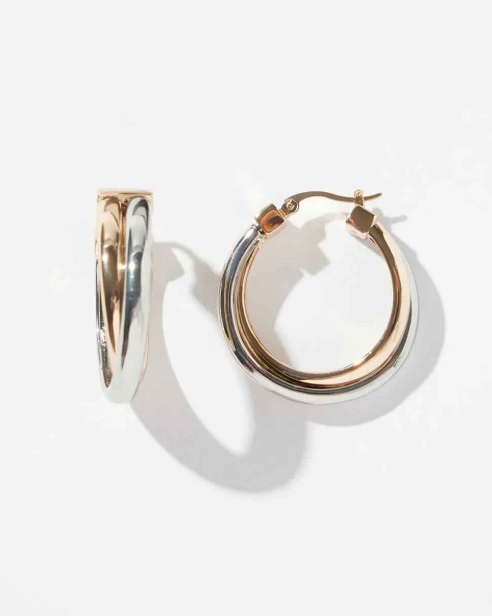 Mixed Metal Double Hoops