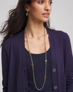 Mixed Metal Link Long Necklace
