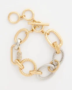 Mixed Metal Textured Toggle Bracelet