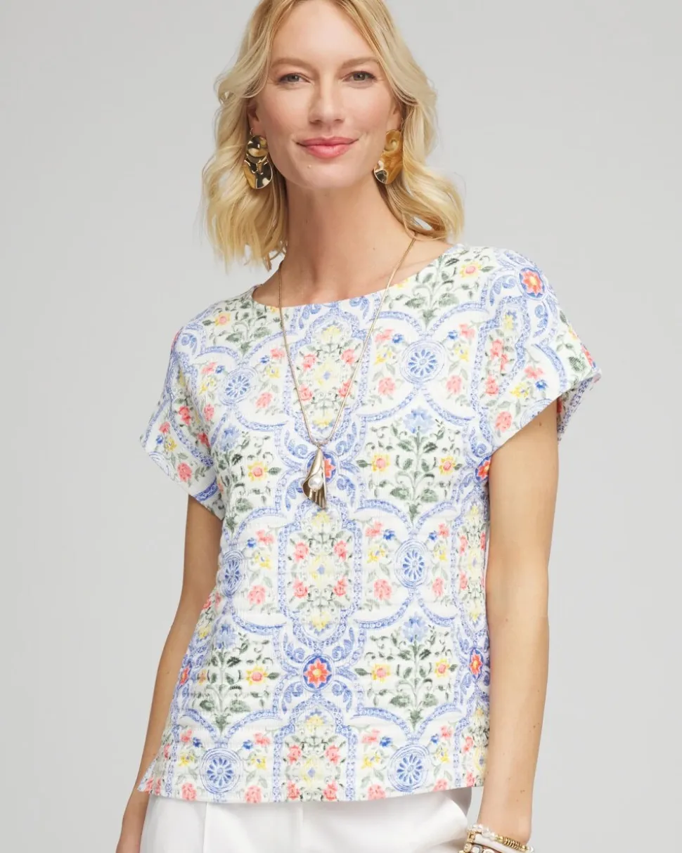 Modern Cap Sleeve Textured Tee