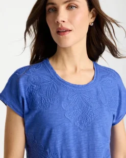 Monochrome Embroidered Cap-Sleeve Tee