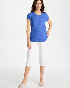Monochrome Embroidered Cap-Sleeve Tee