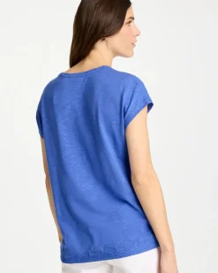 Monochrome Embroidered Cap-Sleeve Tee