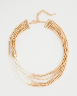 Multi-Strand Beaded Short Necklace