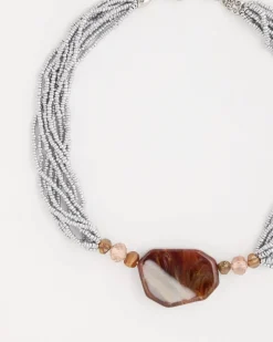 Neutral Beaded Pendant Necklace