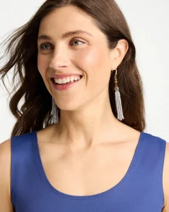 Neutral Beaded Tassel Earrings