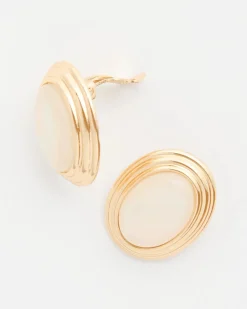 Neutral Cab Clip-On Earrings