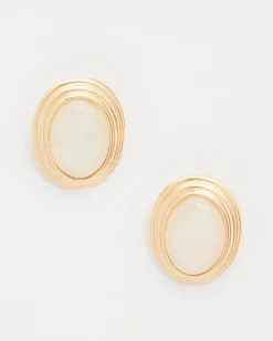 Neutral Cab Clip-On Earrings