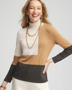 Neutral Colorblock Turtleneck Sweater