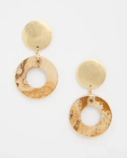 Neutral Jasper Stone Drop Earrings