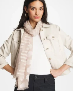 Neutral Polka Dot Oblong Scarf