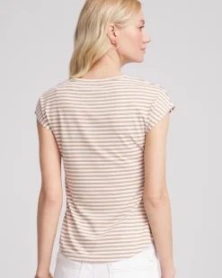 Neutral Striped Cap Sleeve Dolman Tee