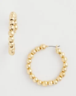 No Droop® Golden Beaded Hoop Earrings