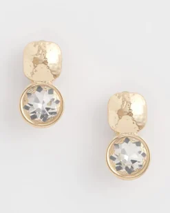No Droop™ Gold Tone Crystal Clip-On Earrings