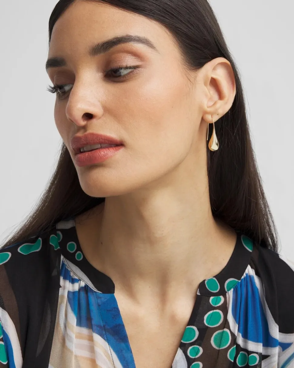 No Droop™ Gold Tone Teardrop Threader Earrings