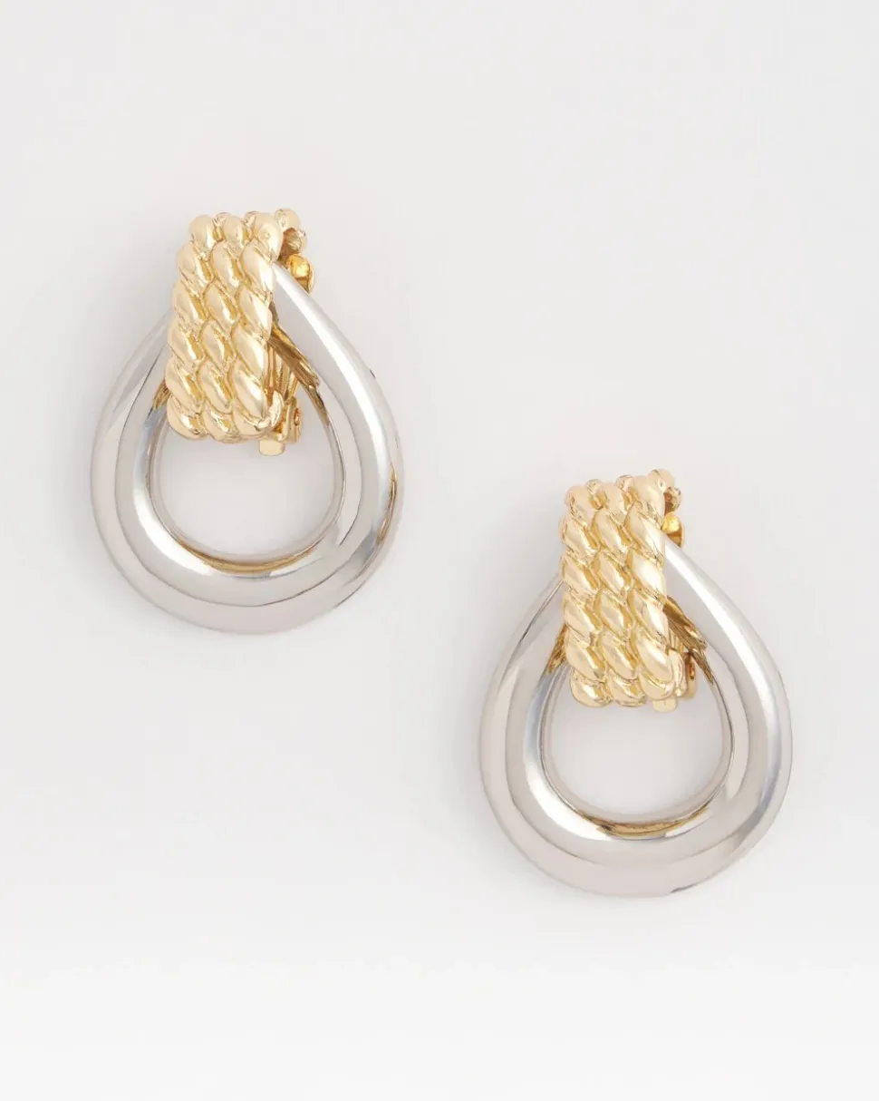 No Droop™ Mixed-Metal Teardrop Clip-On Earrings