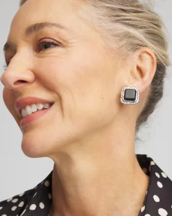 No Droop™ Onyx Square Clip-On Earrings