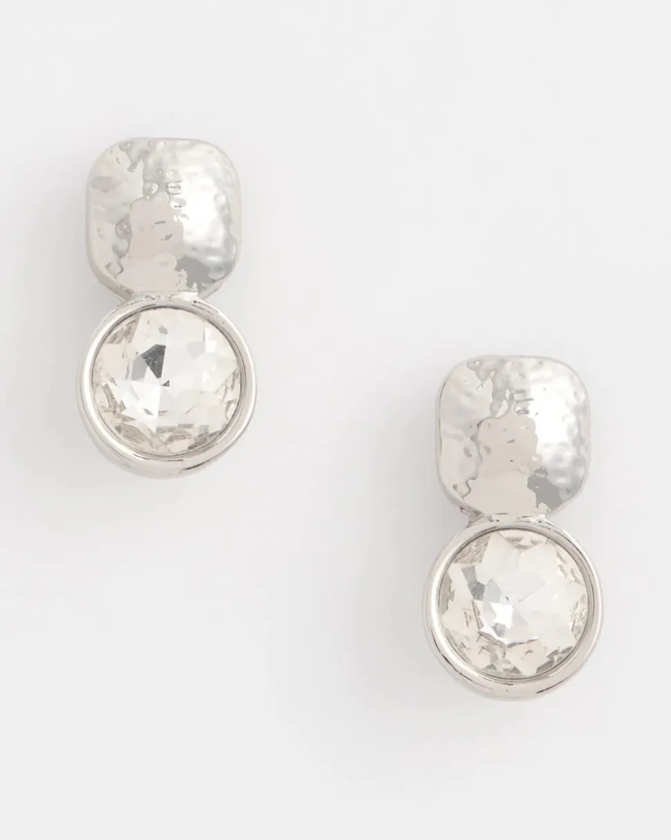 No Droop™ Silver Tone Crystal Clip-On Earrings