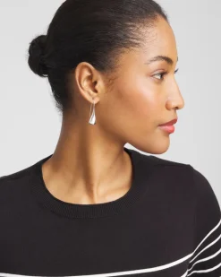 No Droop™ Silver Tone Teardrop Threader Earrings