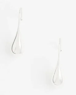 No Droop™ Silver Tone Teardrop Threader Earrings