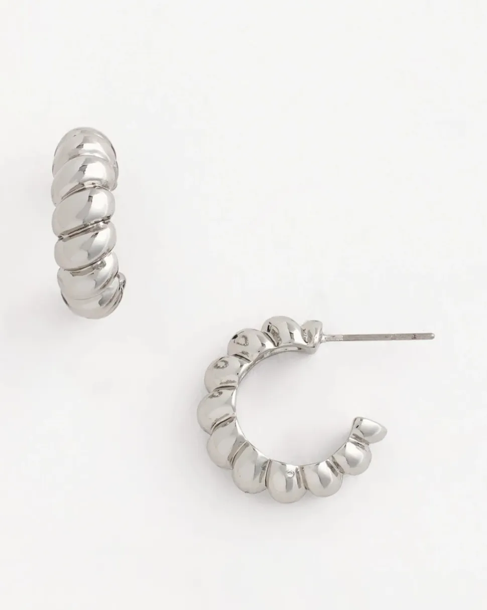 No Droop® Silvertone Twisted Hoop Earrings