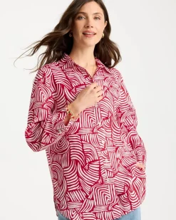 No Iron™ Linen Geo Print Shirt