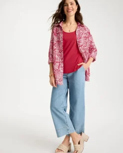No Iron™ Linen Geo Print Shirt