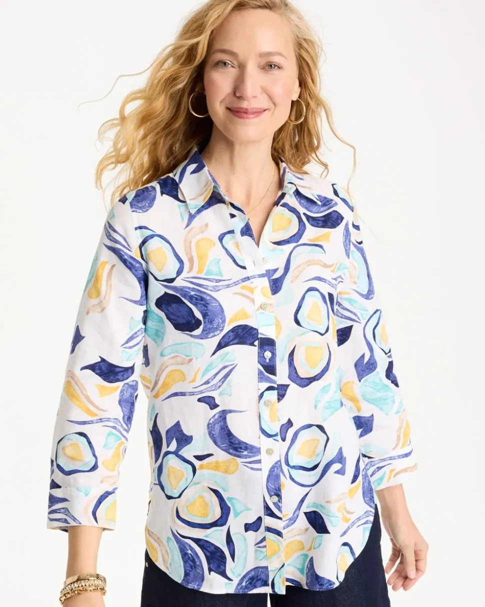 No Iron™ Linen Handpainted Print Shirt