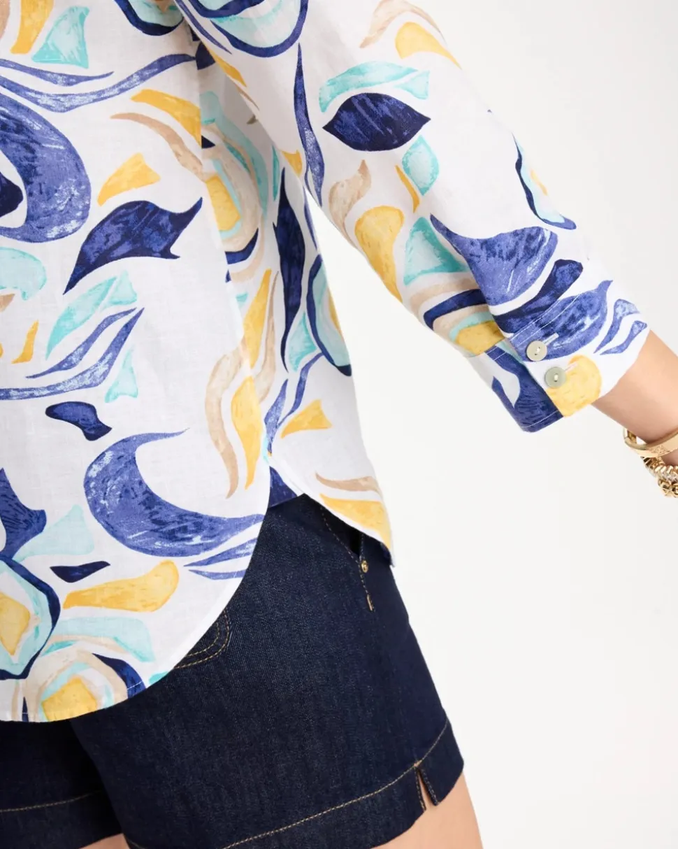 No Iron™ Linen Handpainted Print Shirt