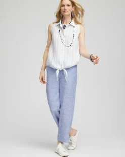 No Iron™ Linen Tie-Front Sleeveless Shirt