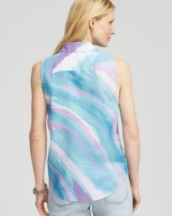 No Iron™ Linen Tie-Front Sleeveless Shirt