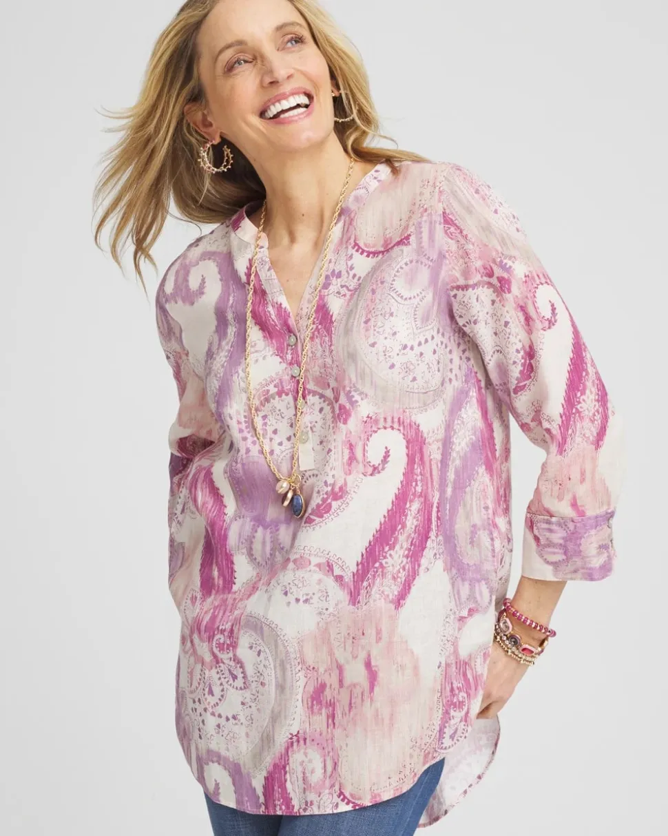 No Iron™ Multi Paisley Linen Tunic