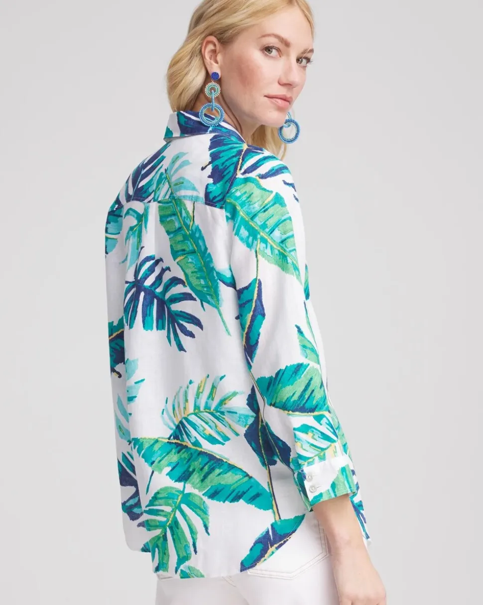 No Iron™ Palm Print Linen Shirt