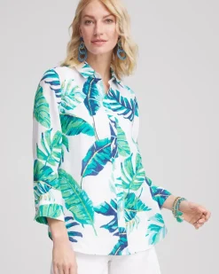 No Iron™ Palm Print Linen Shirt