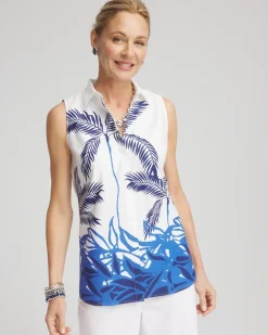 No Iron™ Palms Sleeveless Sateen Shirt