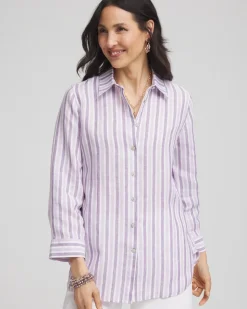 No Iron™ Plum Striped Linen Shirt