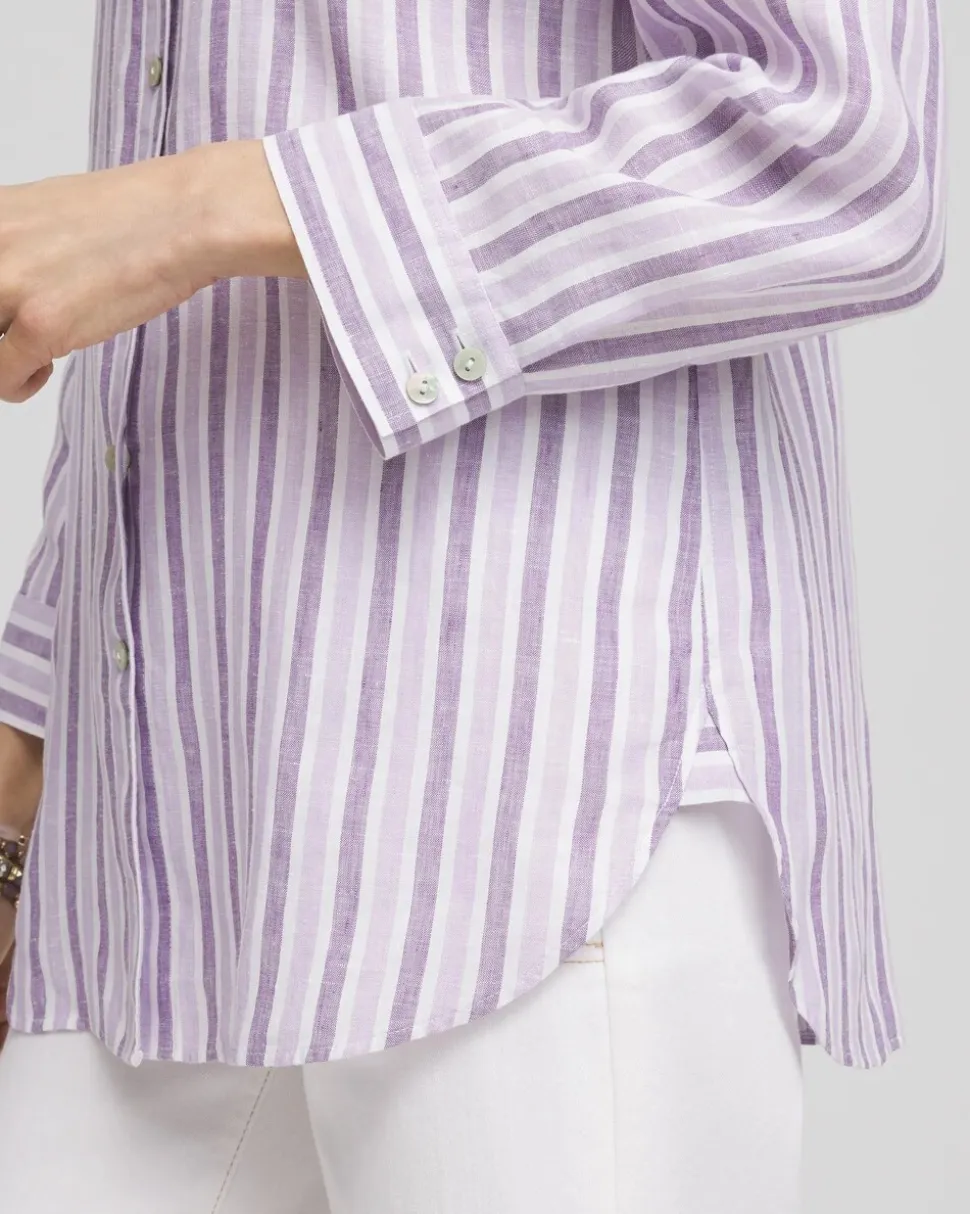 No Iron™ Plum Striped Linen Shirt