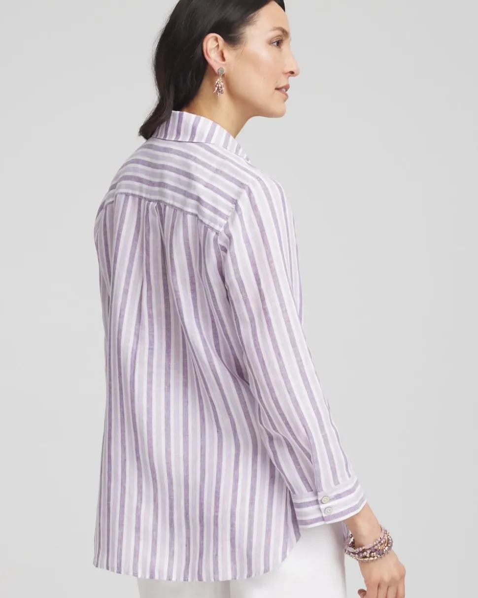No Iron™ Plum Striped Linen Shirt