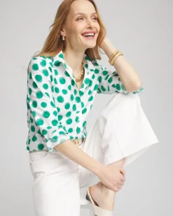 No Iron™ Polka-Dot Sateen Shirt