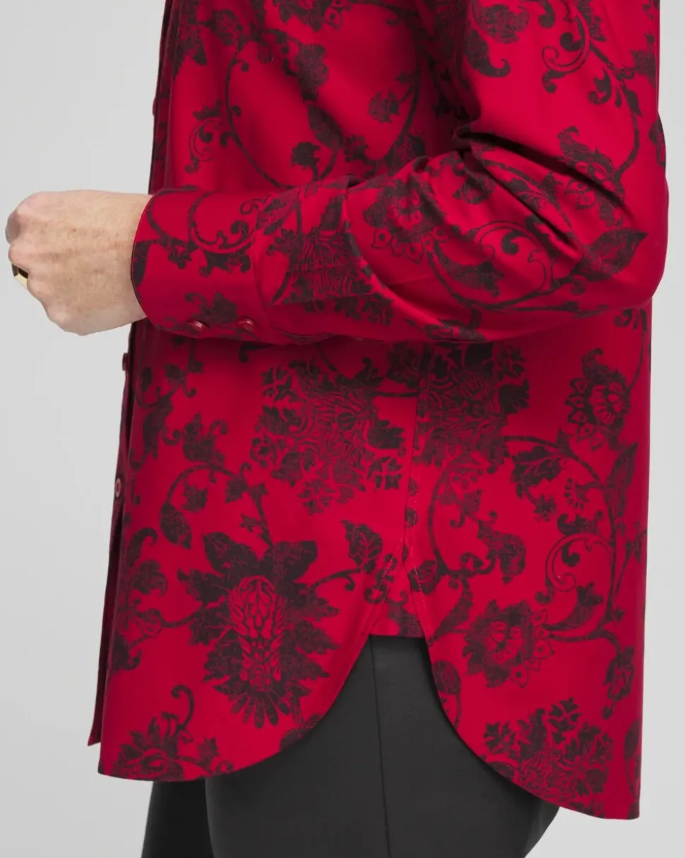 No Iron™ Red & Black Floral Shirt