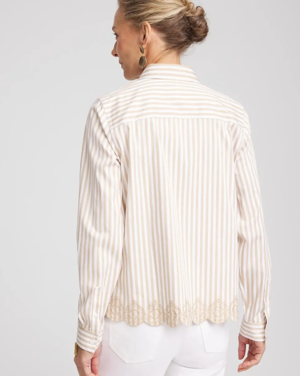 No Iron™ Scalloped-Hem Shirt