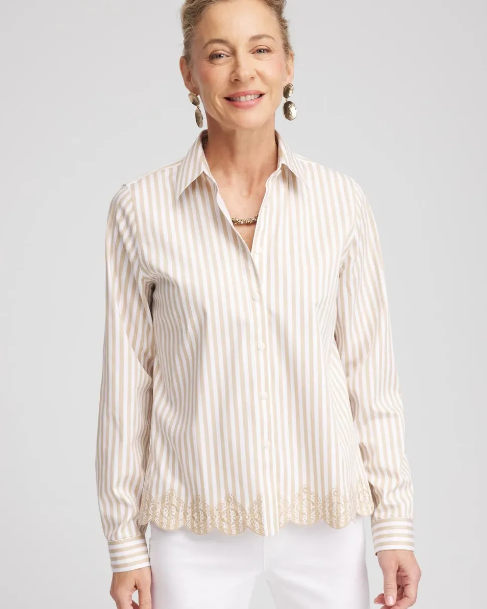 No Iron™ Scalloped-Hem Shirt