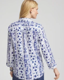 No Iron™ Star Print Linen Shirt