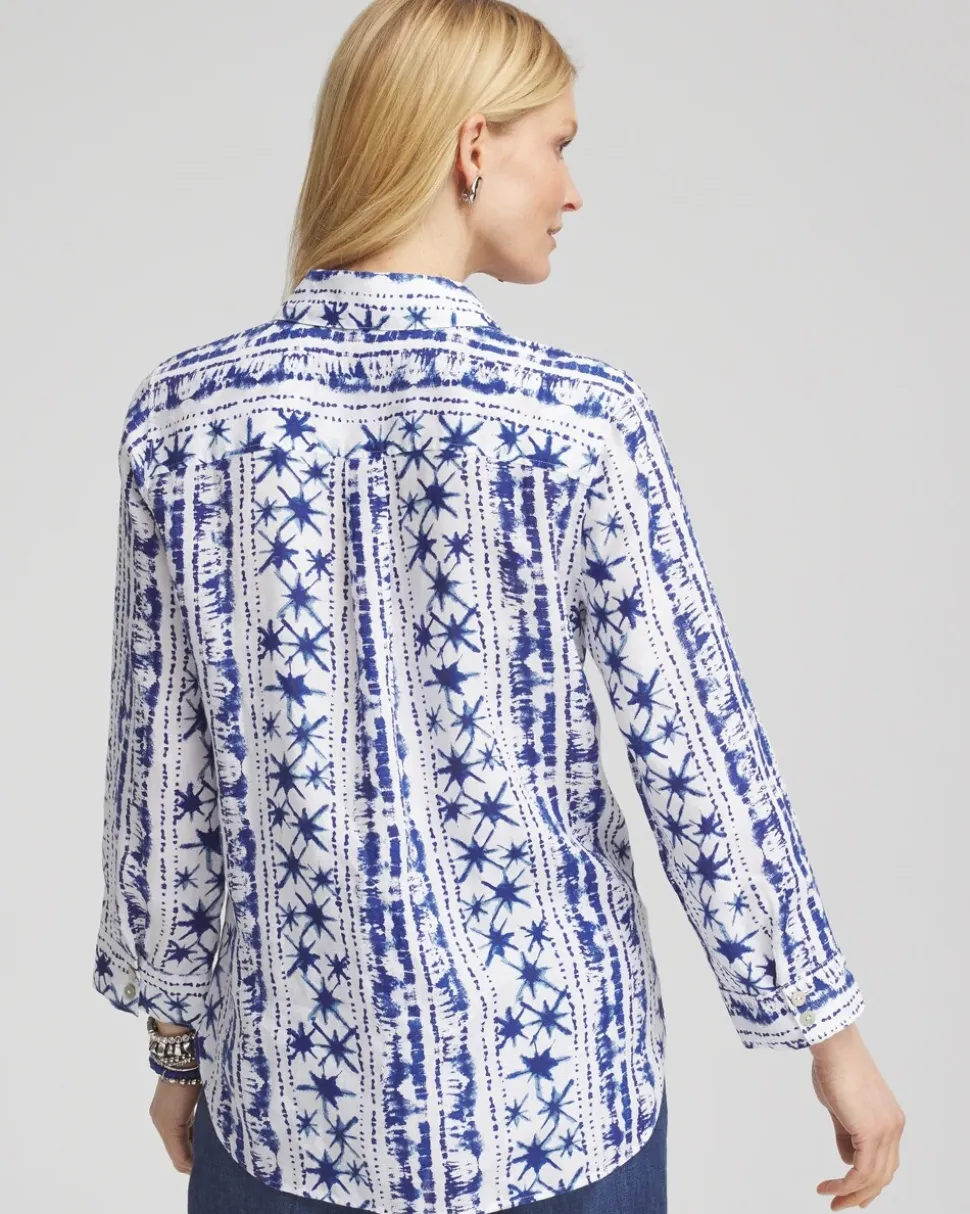 No Iron™ Star Print Linen Shirt