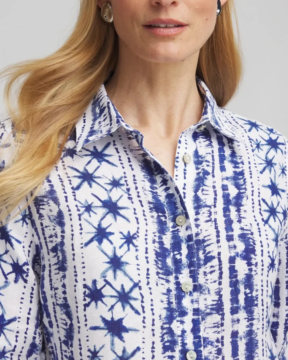 No Iron™ Star Print Linen Shirt